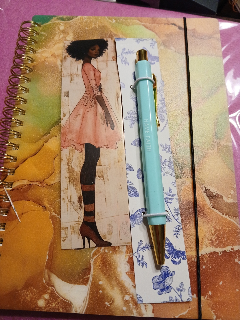 Aqua 'Have Faith' Ballpoint Pen, Journal, And Bookmark